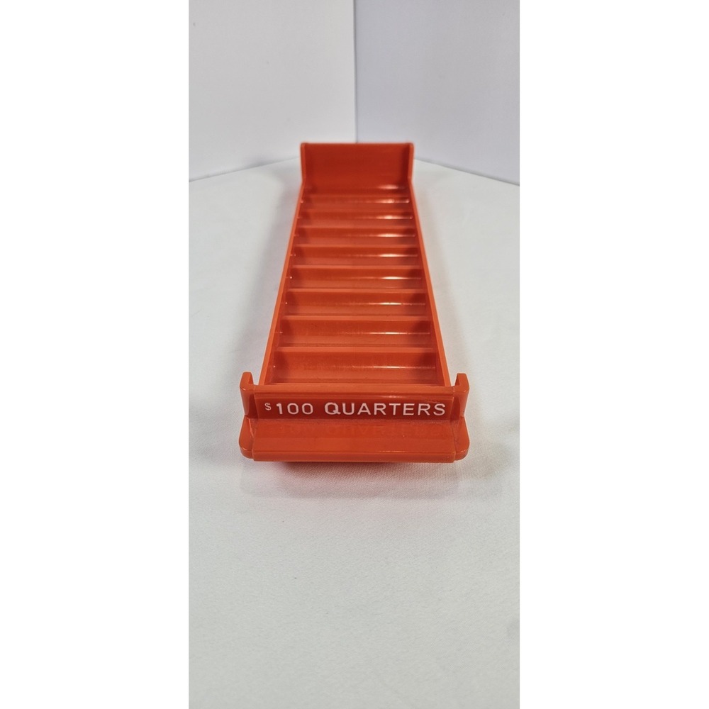 1 Major Metalfab MMF $100 Quarters Orange Coin Roll Tray Bank Teller Money Tray‎